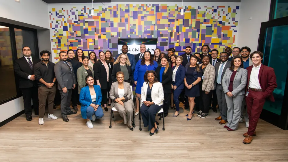 LA Civil Rights staff photo with Mayor Karen Bass