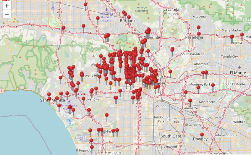 Map of every restaurant I've eaten at